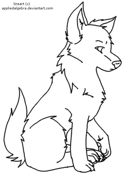 421x591 Free Wolf Pup Lineart By Appliedalgebra