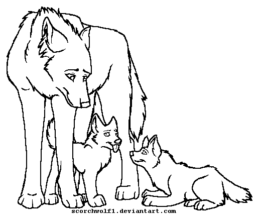 516x440 Wolf Pup Playing Drawing