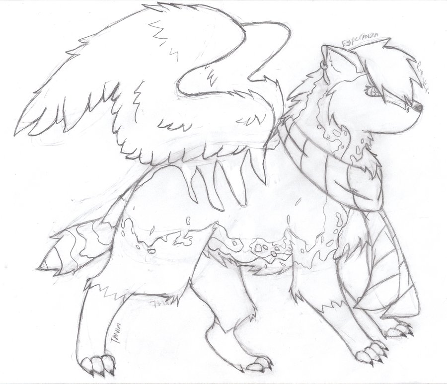 900x773 Wolf Pup Playing Drawing