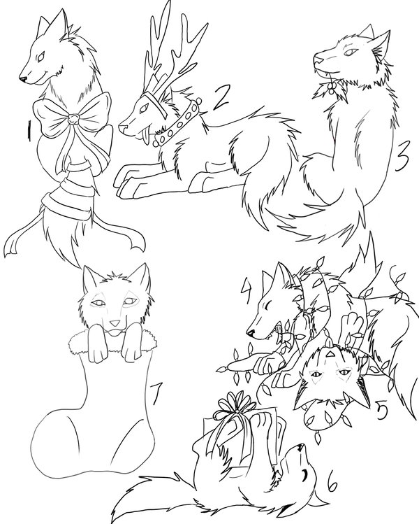 600x749 Christmas Wolf Puppies Free Adoptables 2012 By Enyce122