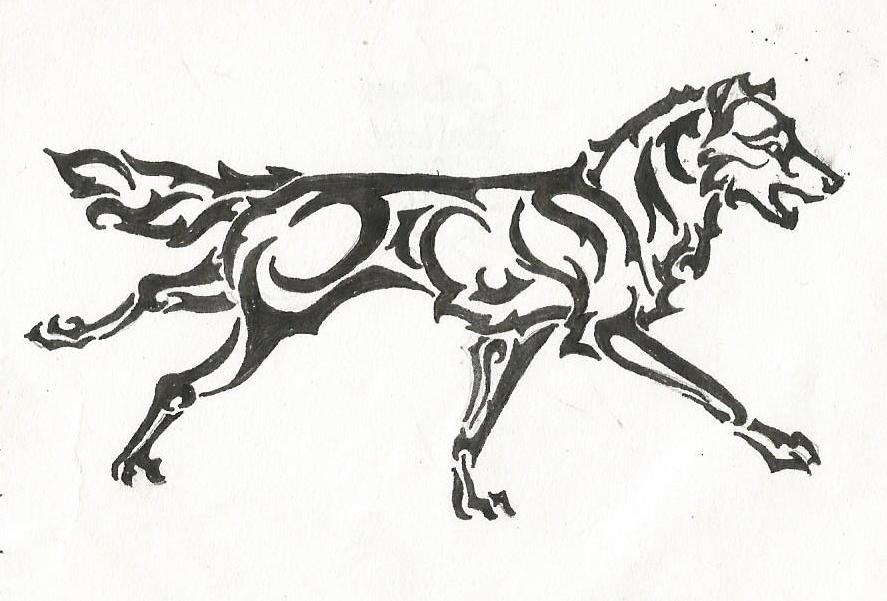 887x601 Tribal Running Wolf By Labradoriteeyes