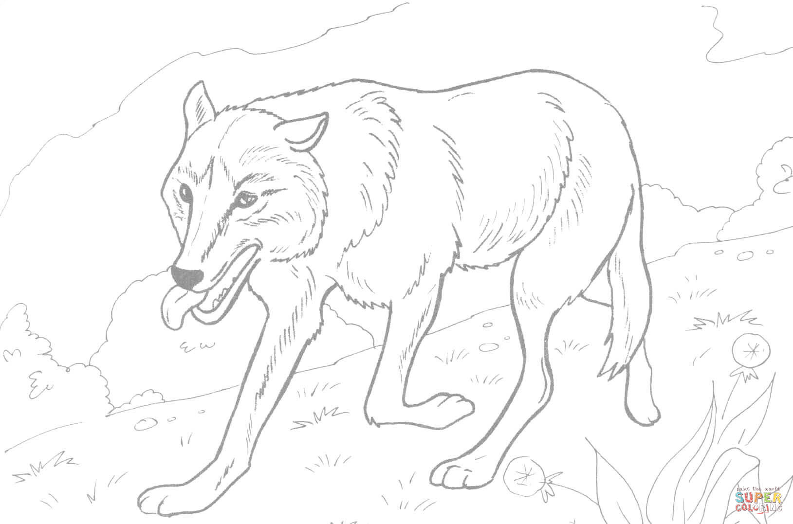 1629x1077 Wolf Running In The Forest Coloring Page Free Printable Coloring