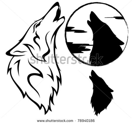 450x421 Howling Wolf Vector Illustration