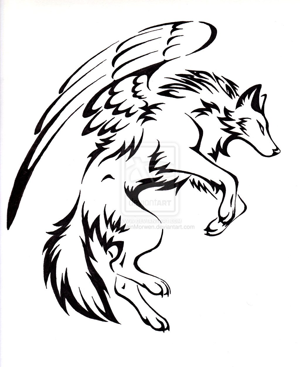 1024x1253 Courage Winged Wolf Tattoo By