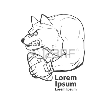 450x450 Wolf With Rugby Ball, American Football Symbol, Simple