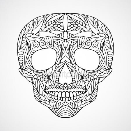 450x450 Wolf Head In Zentangle Style. Adult Antistress Coloring Page