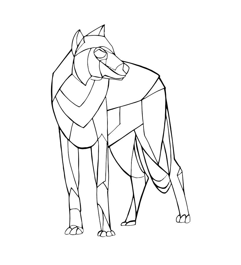 816x900 Geometry Wolf Drawing By Frespirit