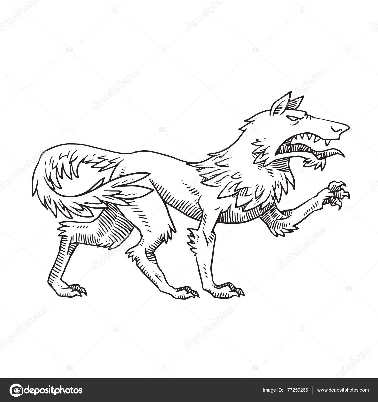 1600x1700 Heraldic Wolf Standing Turned Right And Growling, Monochrome Sty