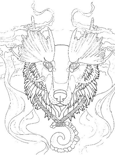 400x536 Wolf Totem Coloring Page For Adults Root Inspirations