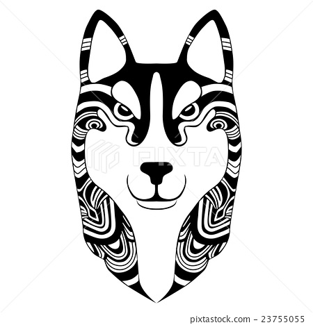 450x468 Ethnic Black Wolf Silhouette. African Totem