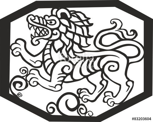 500x401 Ethnic Lion Totem. Vector Tattoo Illustration Stock Image
