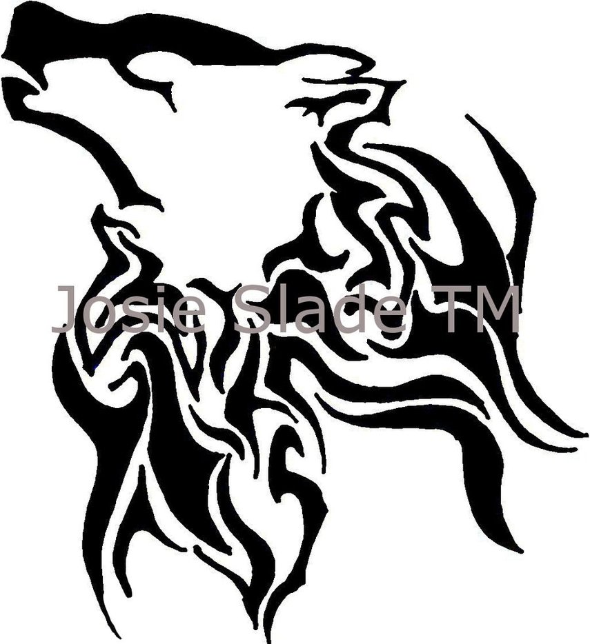 855x934 Howling Wolf Tribal Tattoo By Immyownsuperman
