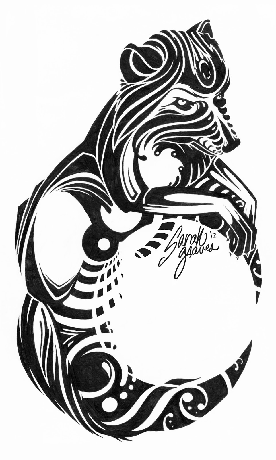 962x1600 Scareah Graves Moon Wolf Tribal Tattoo