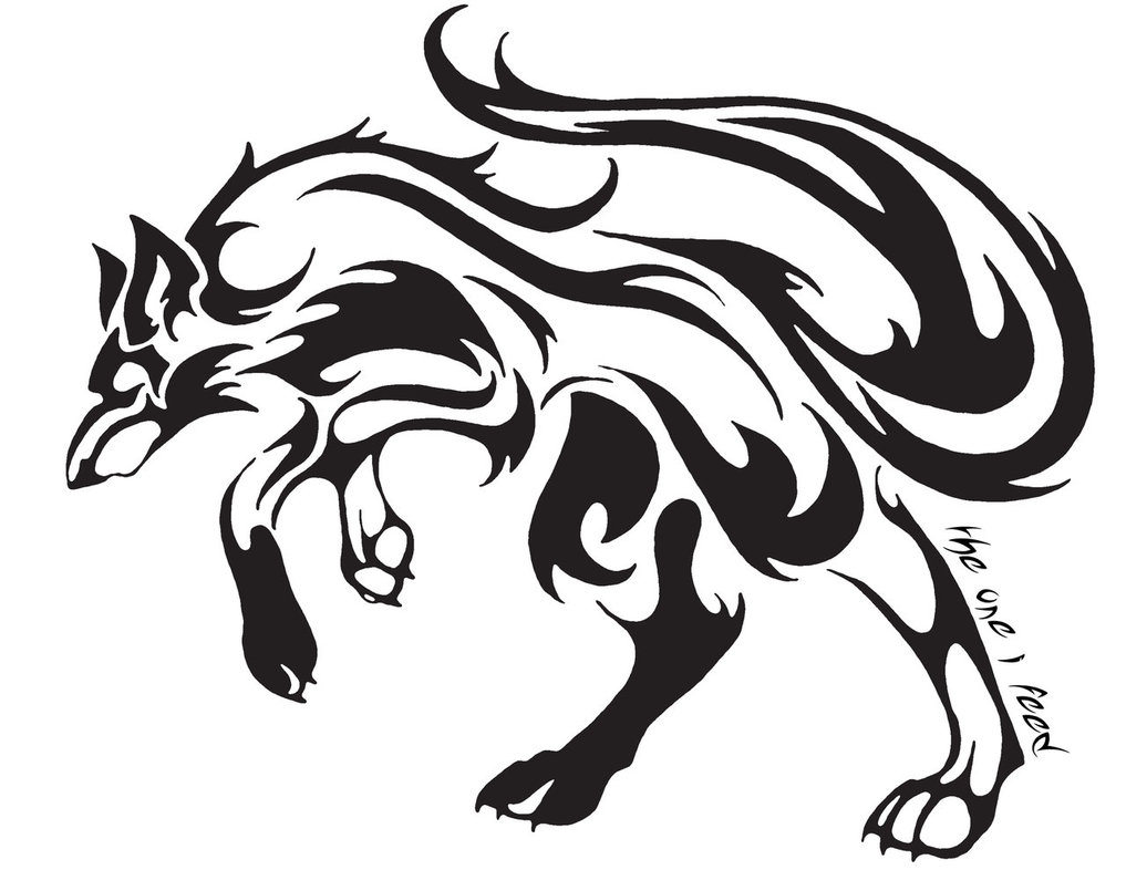 1017x786 Tribal Wolf Tattoo By Mireille Rae