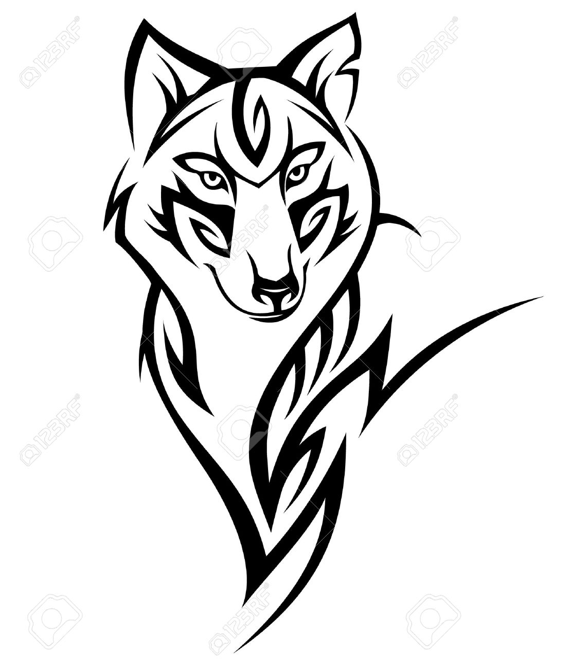 1108x1300 Wolf Tribal Tattoo Black Isolated On White Royalty Free Cliparts
