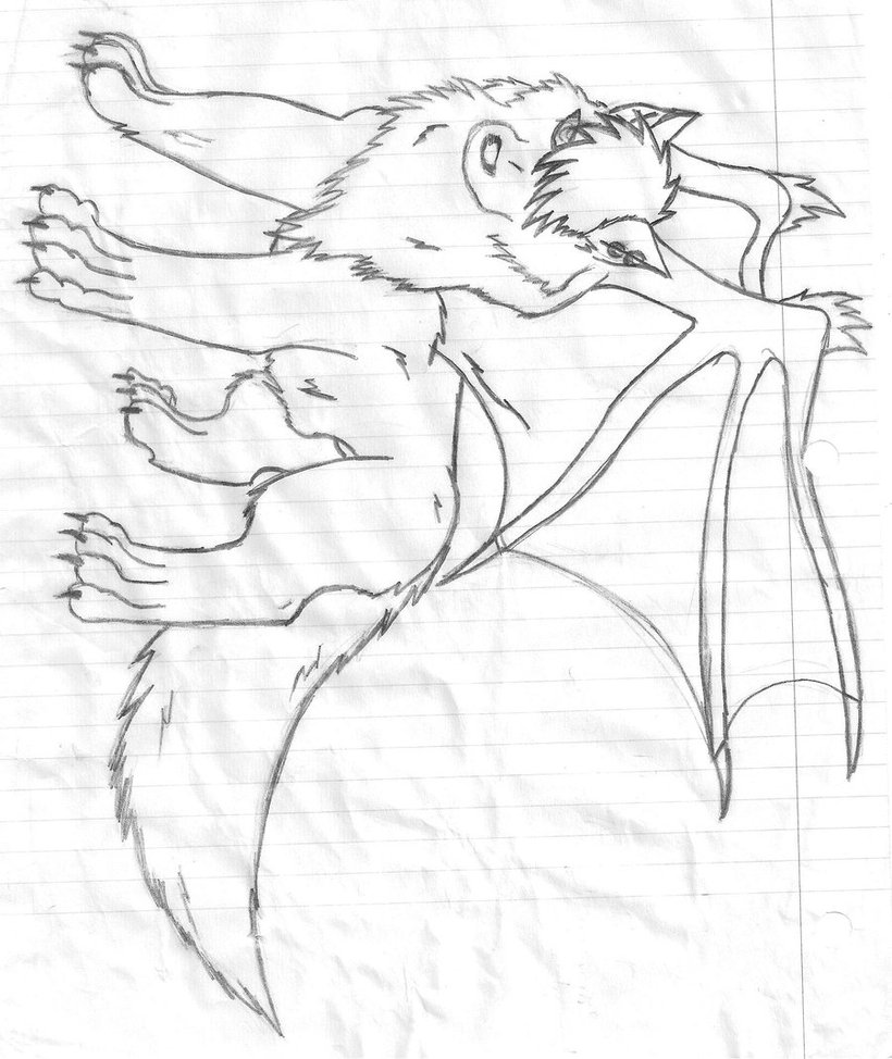820x974 Wolf With Bat Wings By Darkfaerie416