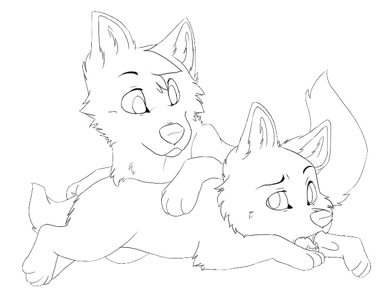 800x600 Wolf Pups Lineart By Terryburr