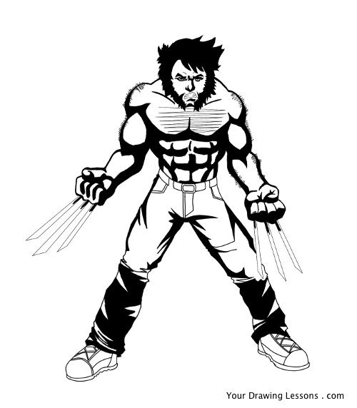 500x572 Wolverine Drawing A Black And White Drawing Of Wolverine.