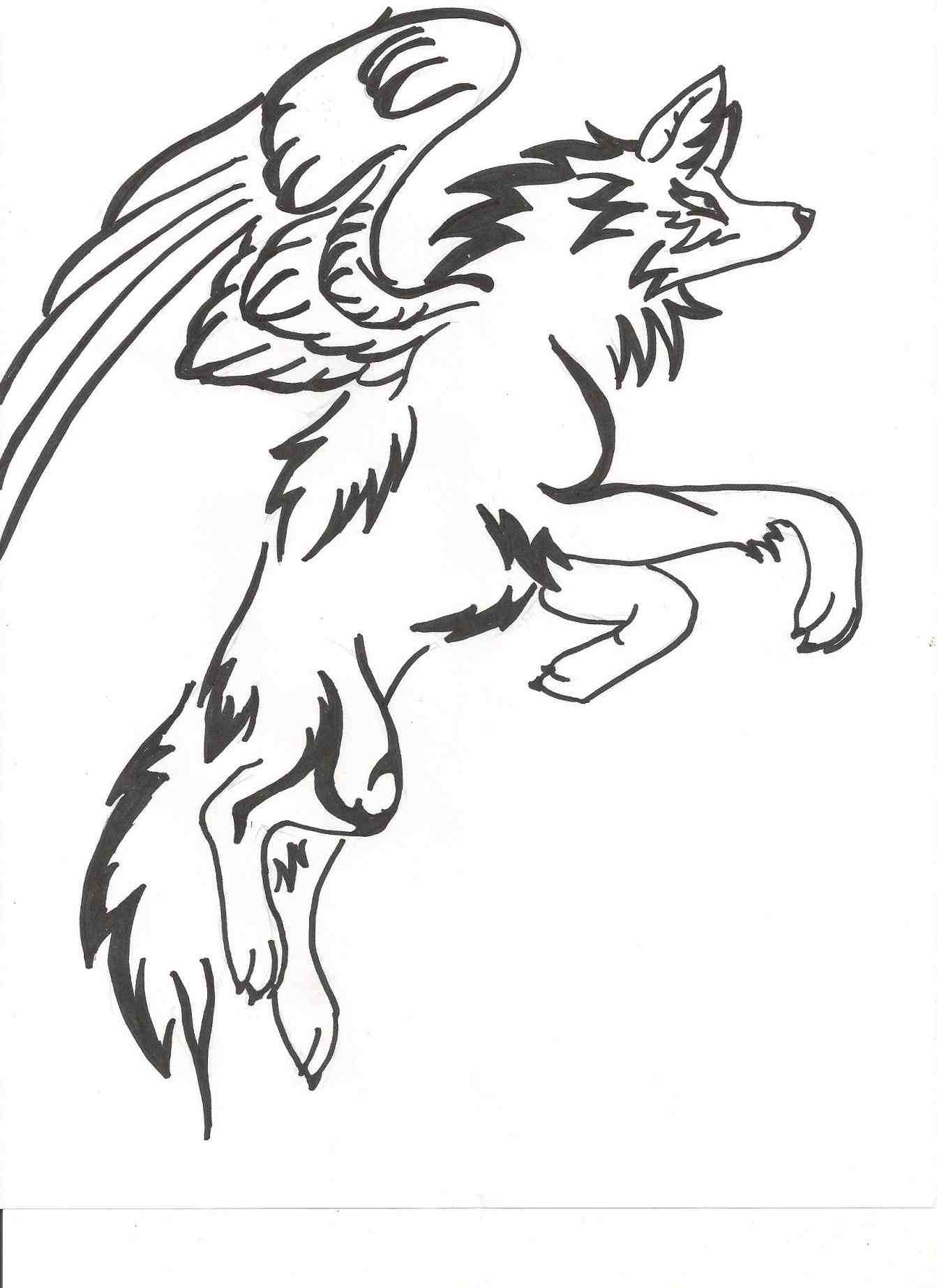 1343x1847 Running Easy Drawings Of Wolves With Wings Wolf Silhouette Google