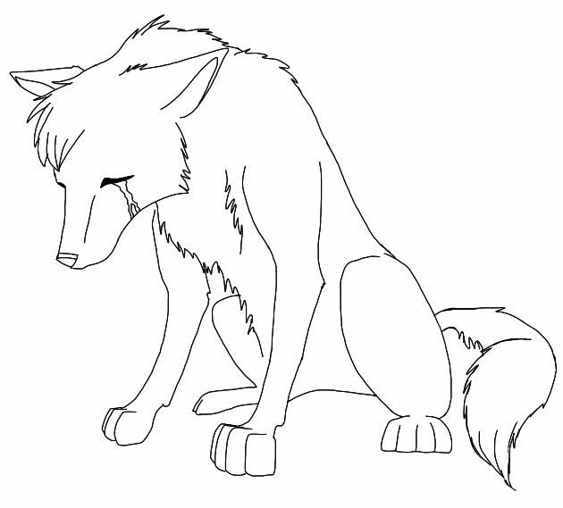 630x569 Crying Wolf Lineart By Wolflover0925
