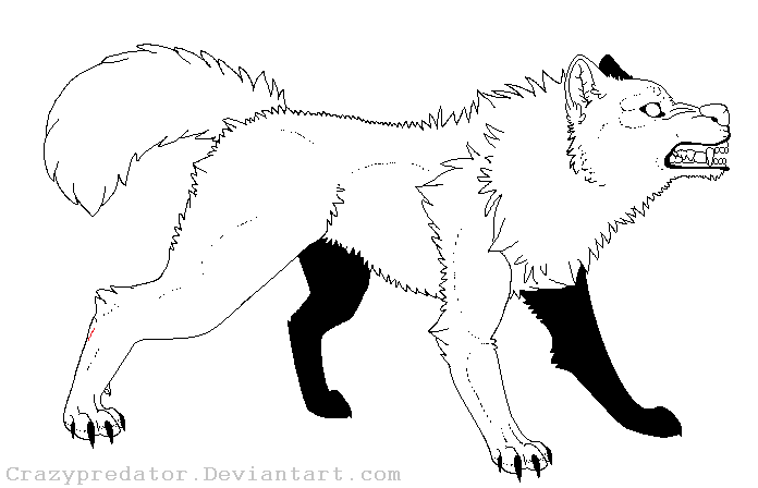 696x448 Attacking Wolf Lineart By Deceptiicon