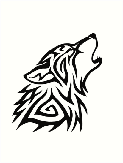 413x549 Tribal Wolf Howl Art Prints By Hareguizer Redbubble