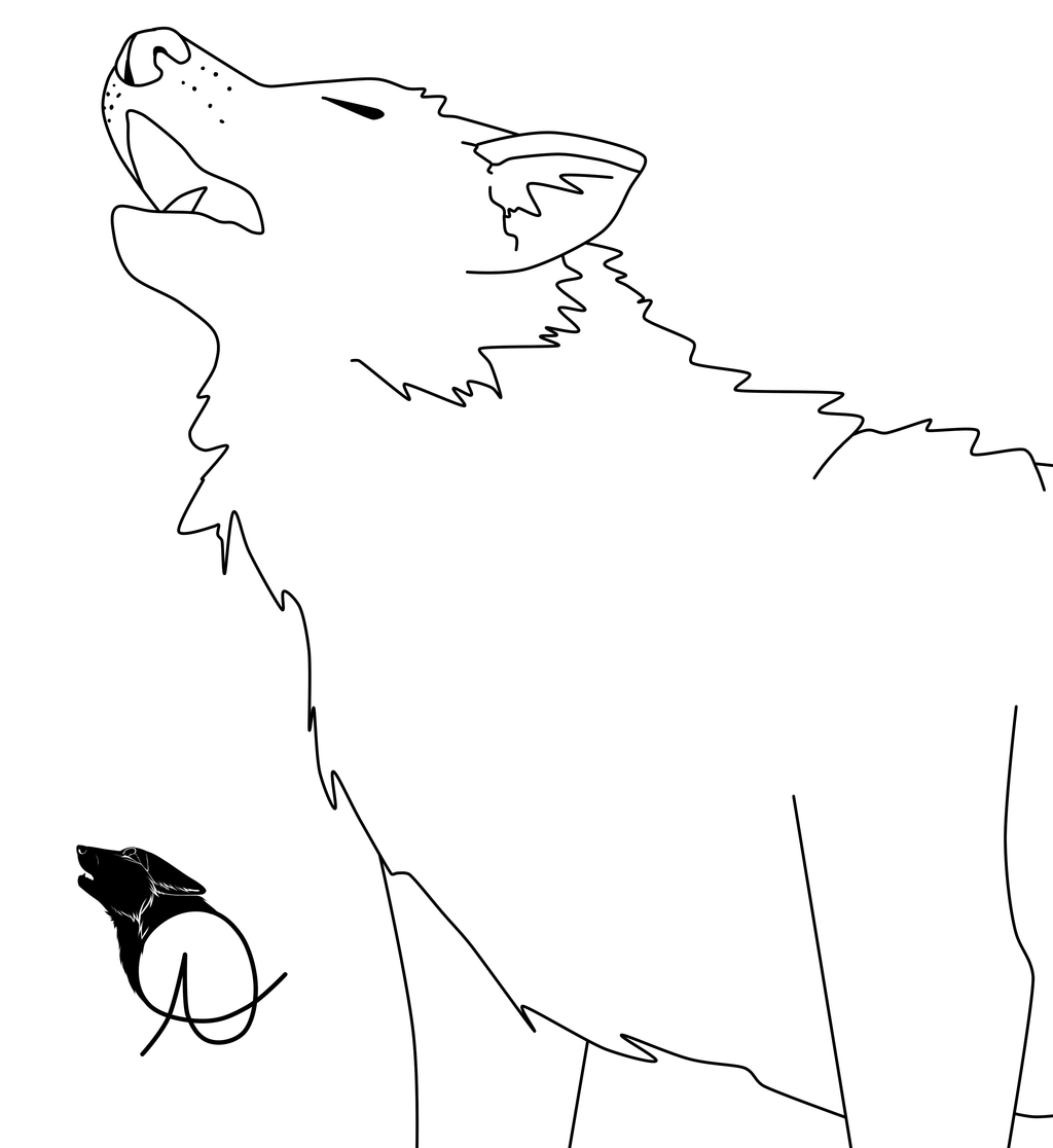 1024x1116 Wolf Howl Line Art By Angelfonds