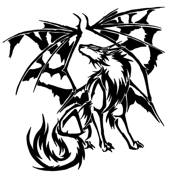 600x591 Demon Wolf With Wings Drawings