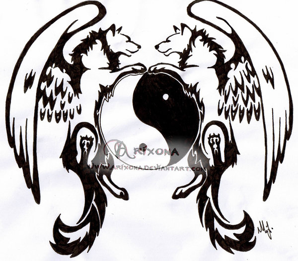 600x525 Wolf With Angel Wings Tattoo Pictures To Pin