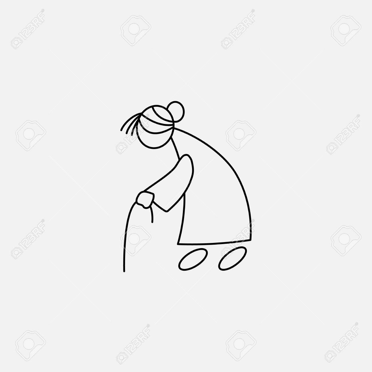 1300x1300 Cartoon Icon Of Sketch Stick Figure Old Woman Royalty Free