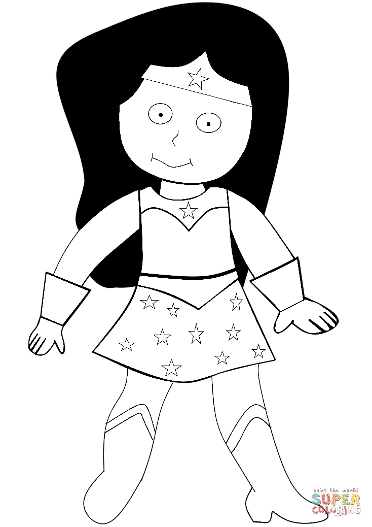 734x1038 Cartoon Wonder Woman Coloring Page Free Printable Coloring Pages