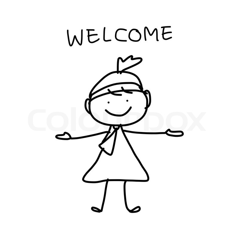 800x800 Hand Drawing Cartoon Character Happy Business Woman Stock Vector