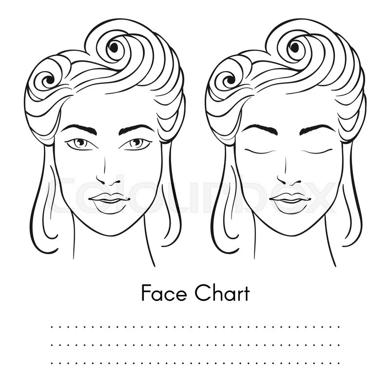 800x800 Vector Beautiful Woman Face Chart Portrait. Female Face With Open