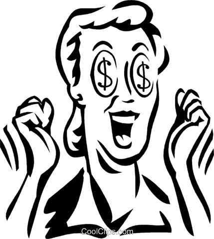 429x480 Woman With Dollar Sign Eyes Royalty Free Vector Clip Art