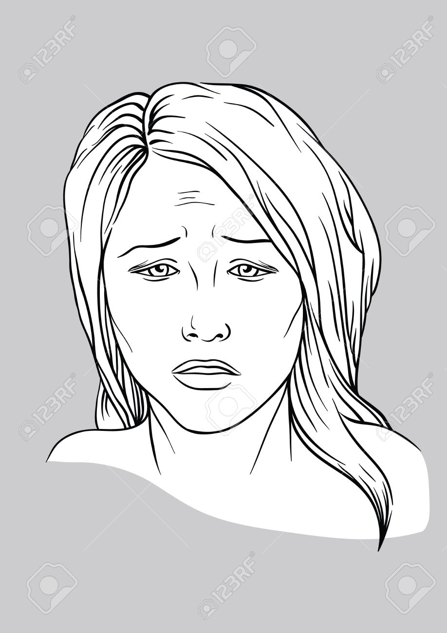 918x1300 Sad Face Of A Young Woman Royalty Free Cliparts, Vectors,