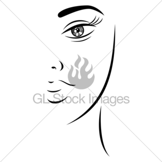 325x325 Contour Drawing Sensual Woman Face Gl Stock Images