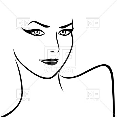 400x400 Art Sketching Of Abstract Female Face And Shoulders Royalty Free