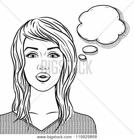 449x470 Vector Line Art Cute Young Woman Vector Amp Photo Bigstock
