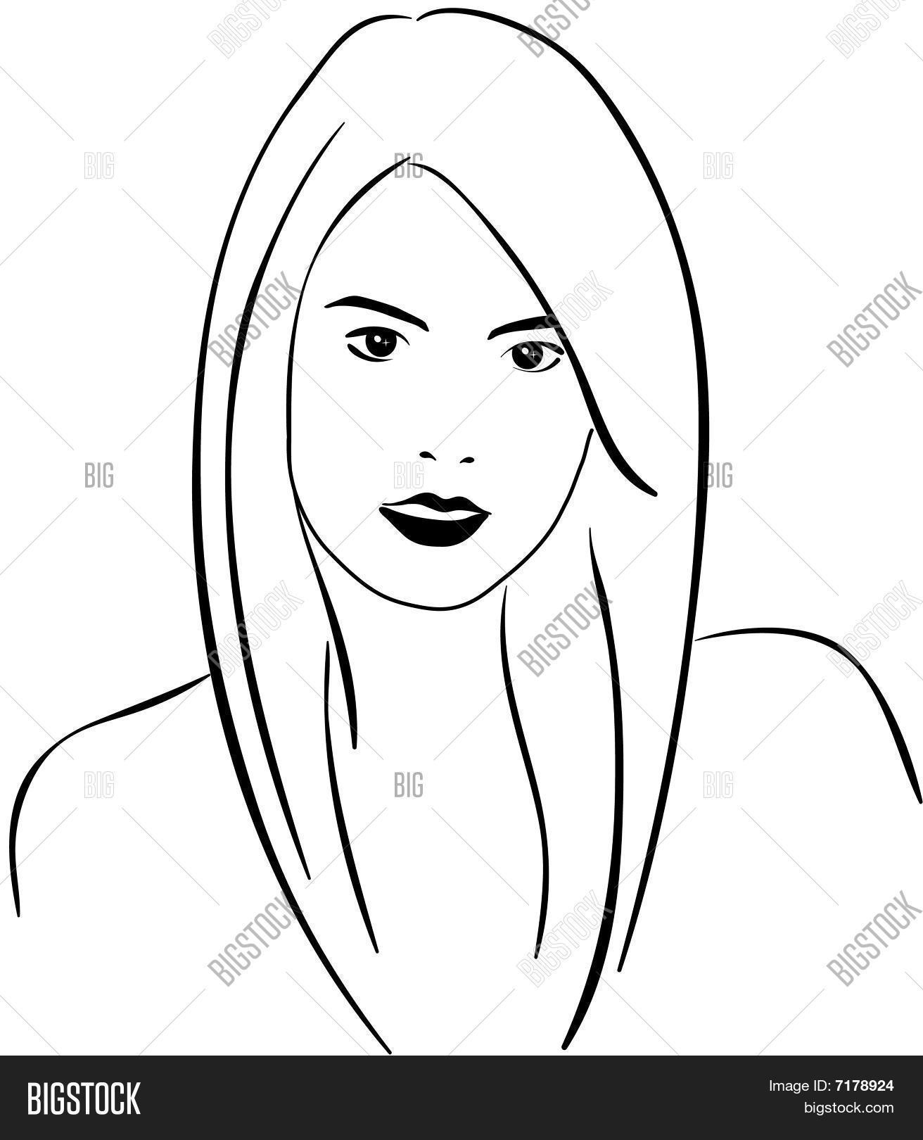 1312x1620 Woman Face Line Art Vector Amp Photo Bigstock