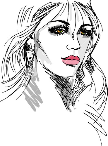 369x500 Sketch Of Beautiful Woman Face. Vector Illustration Embroidery