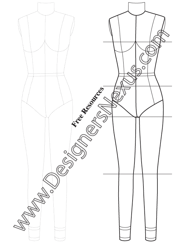 612x792 Free Figure Templates For Technical Flat Drawing