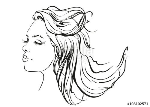 500x357 Beautiful Woman Face Hand Drawn Vector Illustration Sketch Stock