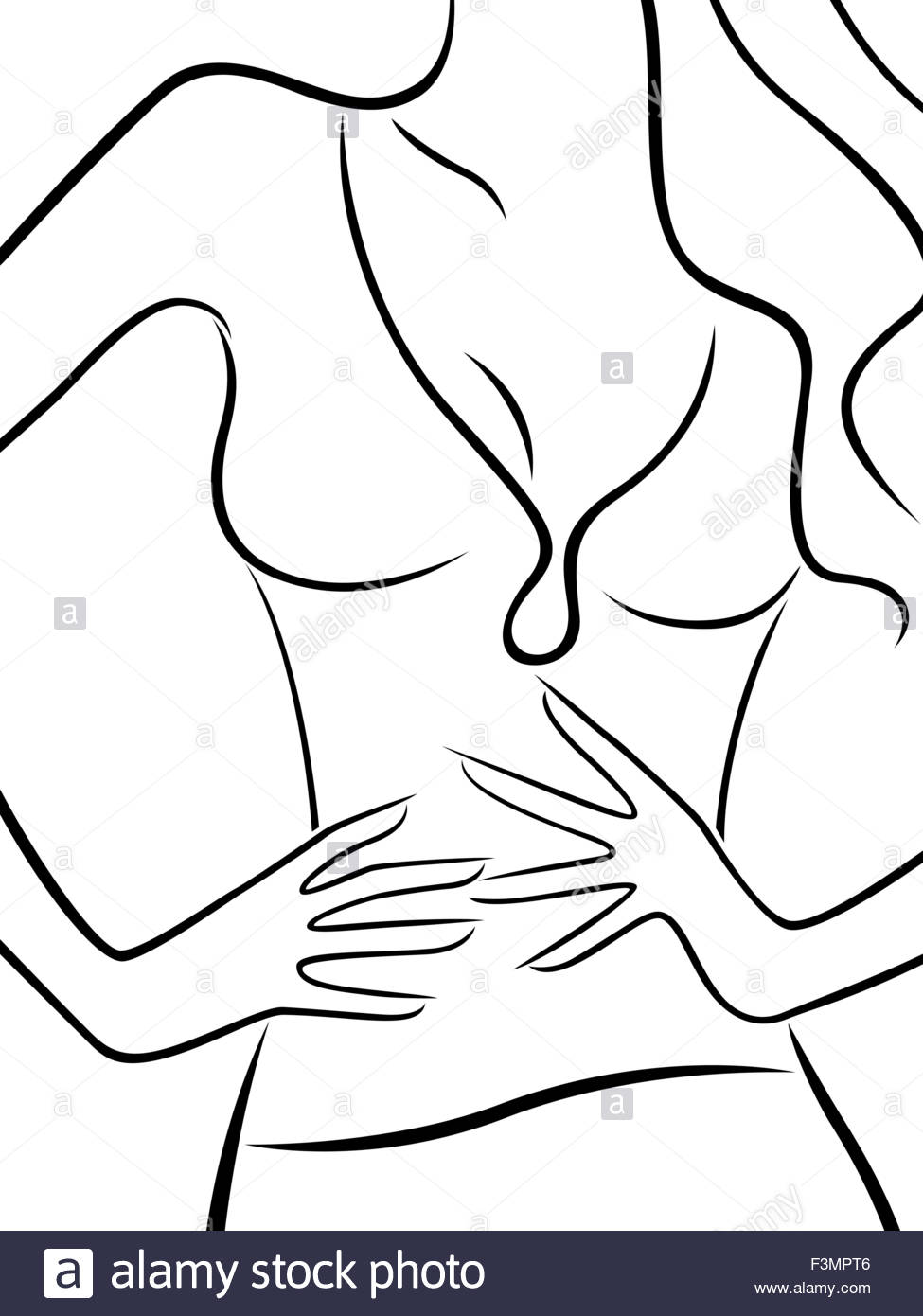 975x1390 Abstract Body Of Slim Beautiful Woman, Hand Drawing Vector Outline