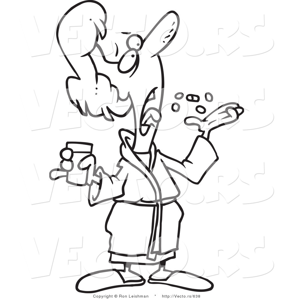 1024x1044 Vector Of A Sick Cartoon Woman Taking Pills