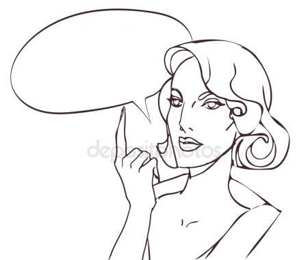 450x380 Pin Up Style Sexy Beautiful Woman Portrait With Speech Bubble, Pop