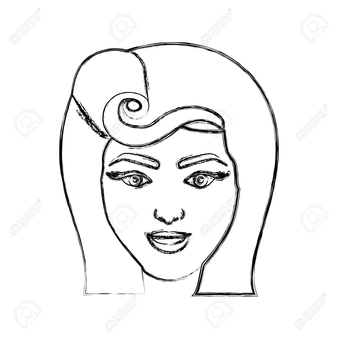 1300x1300 Blurred Silhouette Drawing Of Face Woman With Pin Up Swirl