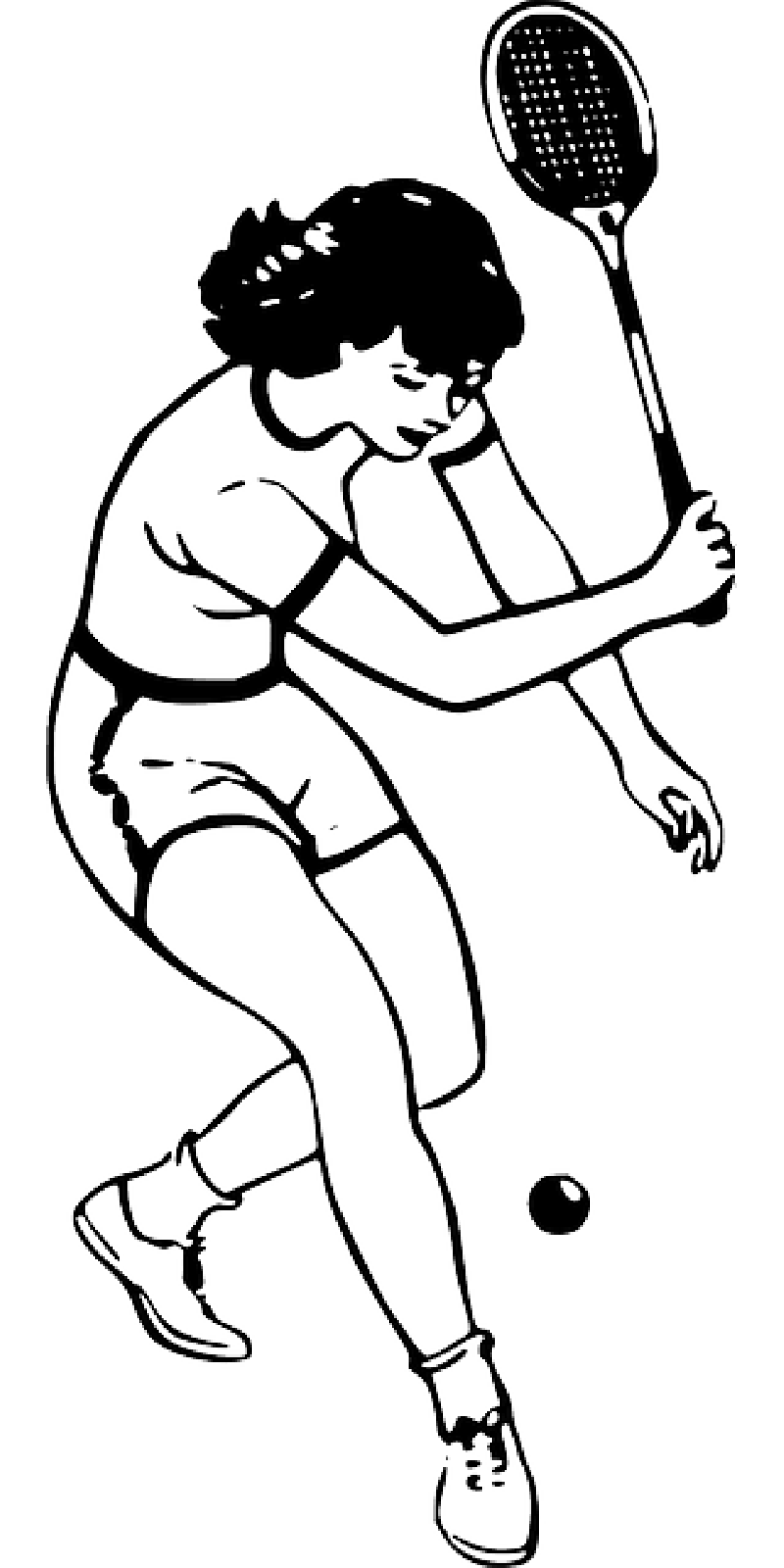 800x1600 Outline, Drawing, Female, Woman, Girl, Cartoon, Tennis