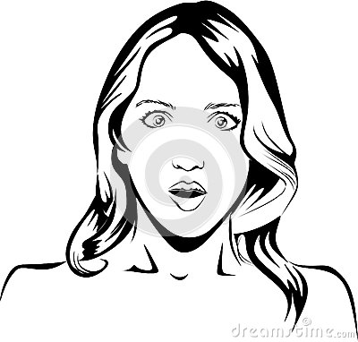 400x382 Pop Art Style Vector Line Drawing Of A Surprised Woman. Women'S