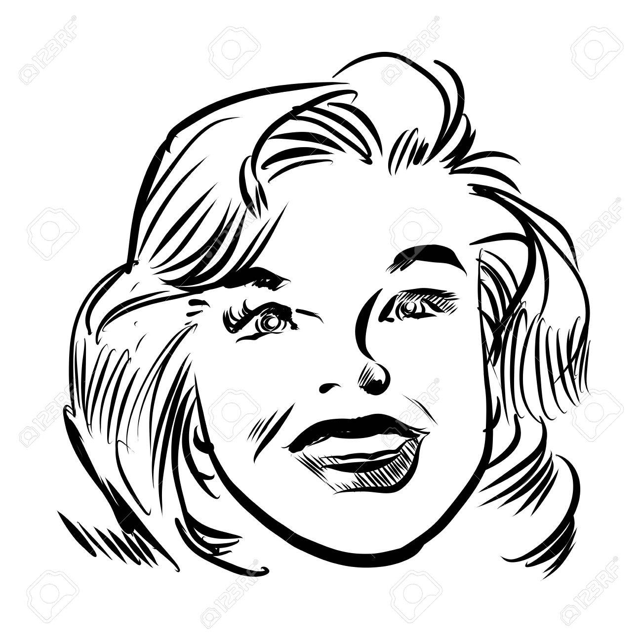 1300x1300 Vintage Talking Woman Portrait, Hand Drawn Comic Style By Pen