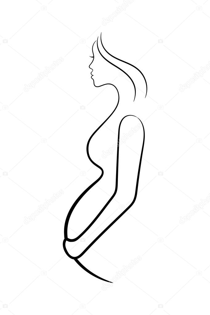 682x1023 Pregnant Woman Profile Contour Stock Vector Cosmosquirrel